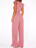 Margot Wide Leg Set detail view styled for Avrienne