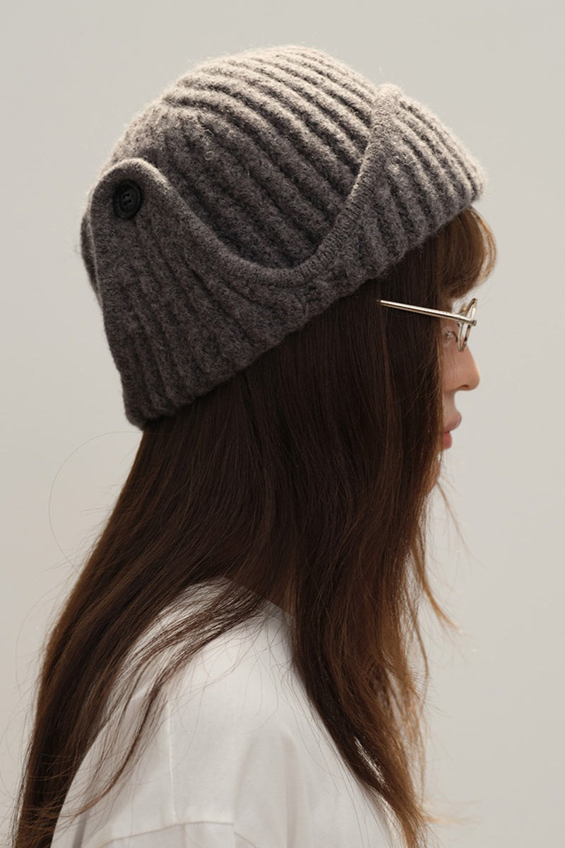 Solid Wool Blend Irregular Button Knitted Hat image 7