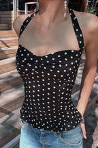 Retro Polka Dot Halter Cami Blouse image 1