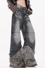 Patchwork Leopard Wide Leg Jeans image 16