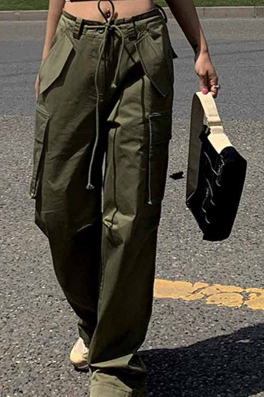 High Waist Slim Fit Straight Leg Cargo Pant image 3