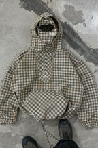 Vintage Plaid Half-Placket Masked Hoodie image 2