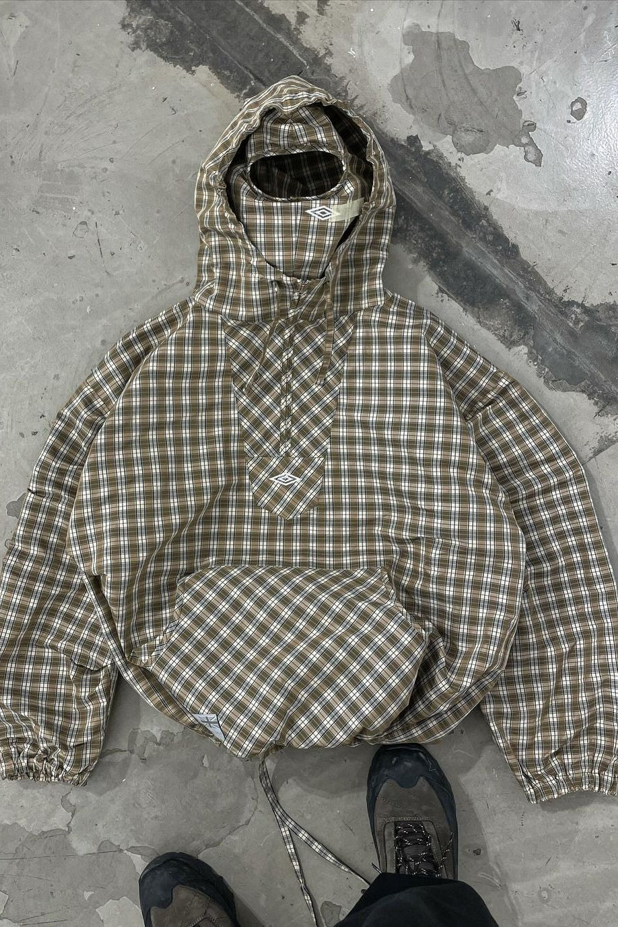 Vintage Plaid Half-Placket Masked Hoodie image 2