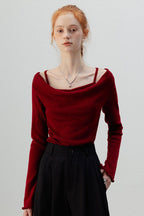 Burgundy Mock Two Piece Knit Top image 7