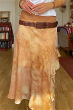Retro Low-Waist Ruffled Asymmetrical Skirt image 3