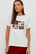 Casual Minimalist Fun Print Loose Cotton T-shirt image 1