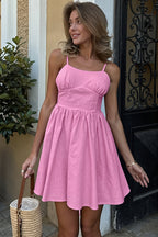 Chic Off Shoulder Cami Backless Cinched Waist Flared Mini Dress image 5