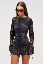 Stylish Leopard Rivet Slim Mini Dress image 3