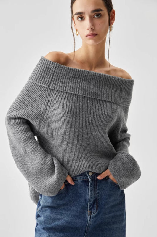 Off Shoulder Knit Pullover Sweater image 7