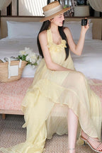 Halter Elegant Slim 3D Floral Maxi Dress image 6