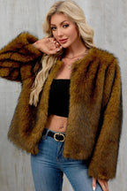 Plush Short Fur Open Cardigan Coat image 4