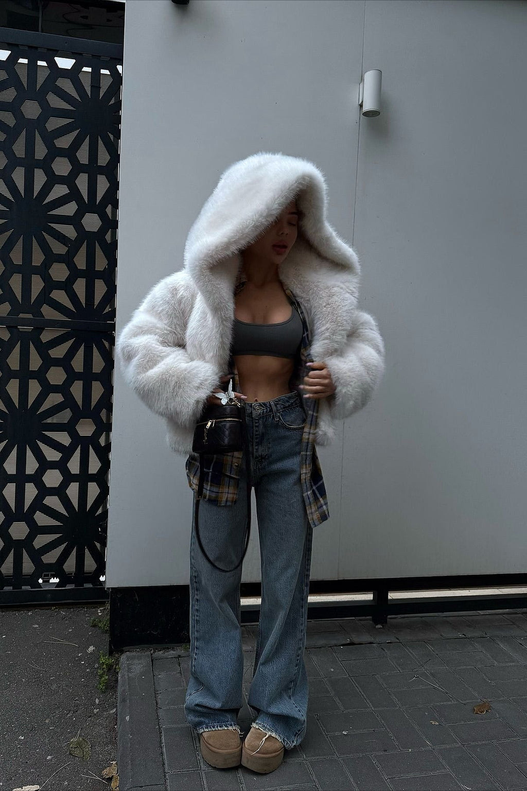 Hooded Faux Fox Fur White Short Coat image 4