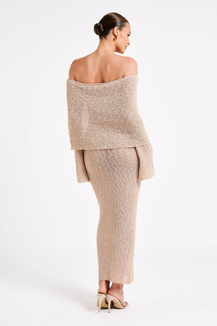 Off Shoulder One Shoulder Knit Sweater Dress image 12