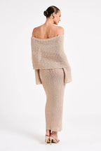 Off Shoulder One Shoulder Knit Sweater Dress image 12