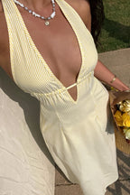 Sexy Stripe Halter Backless Lace Up Maxi Dress image 6