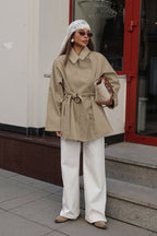 Vintage Khaki Belted Trench Midi Coat image 2