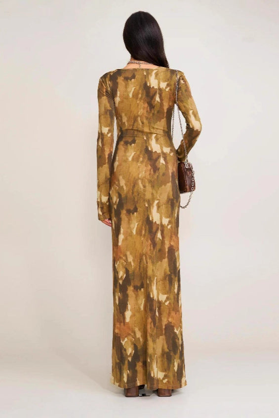 Solid Color Square Neck Bodycon Maxi Dress image 3
