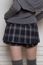 Color Block Pleated High Waist Slit Lined Short Skirt image 5