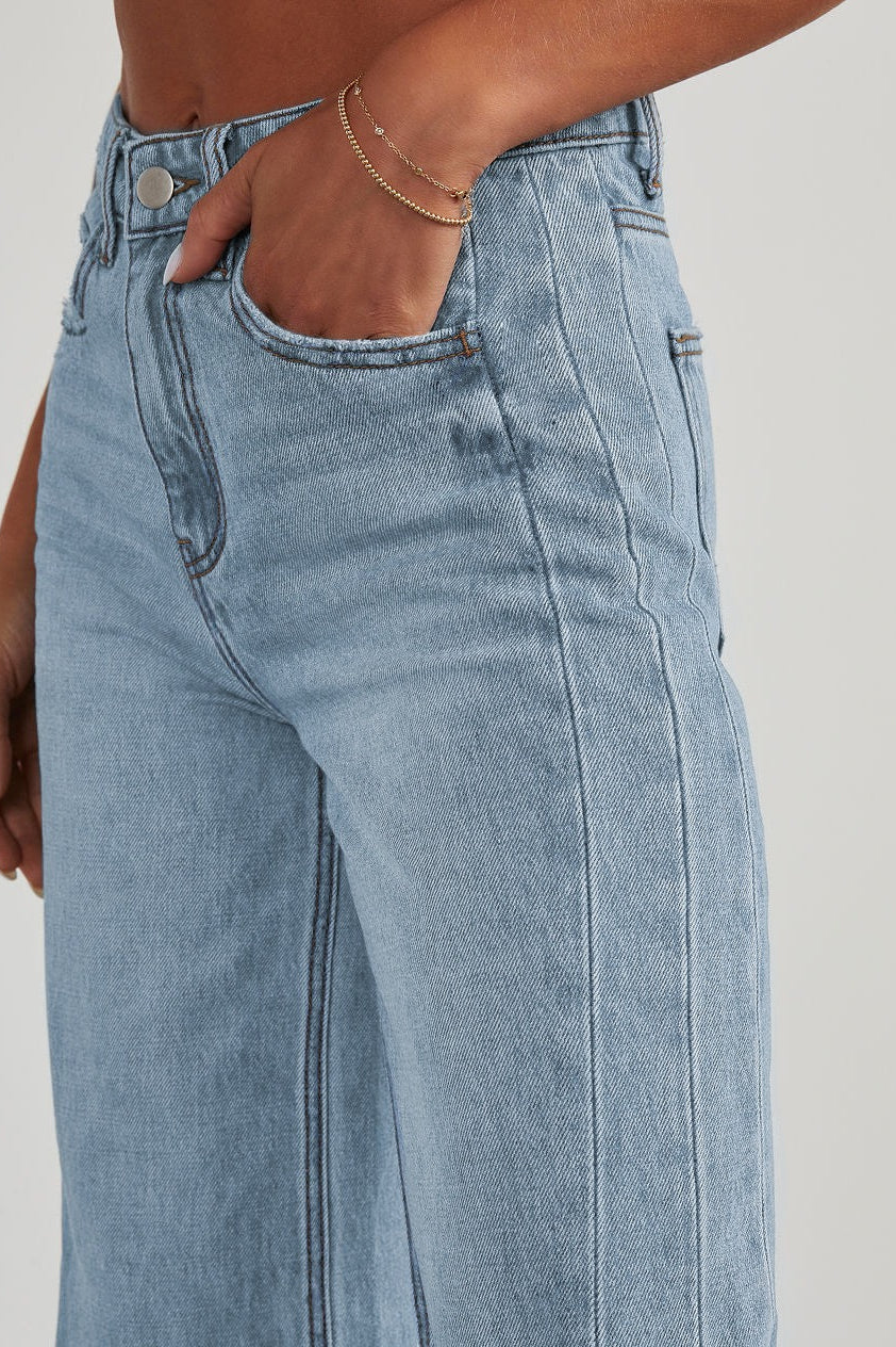 Solid Minimalist Washed Wide Leg Jeans image 8