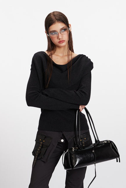 Cowl Neck Chic Fitted Knit Top image 5