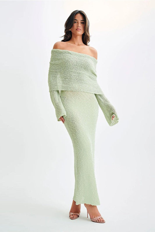 Off Shoulder One Shoulder Knit Sweater Dress image 1