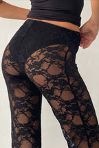 Lace Cutout High-Waisted Flared Pants image 4