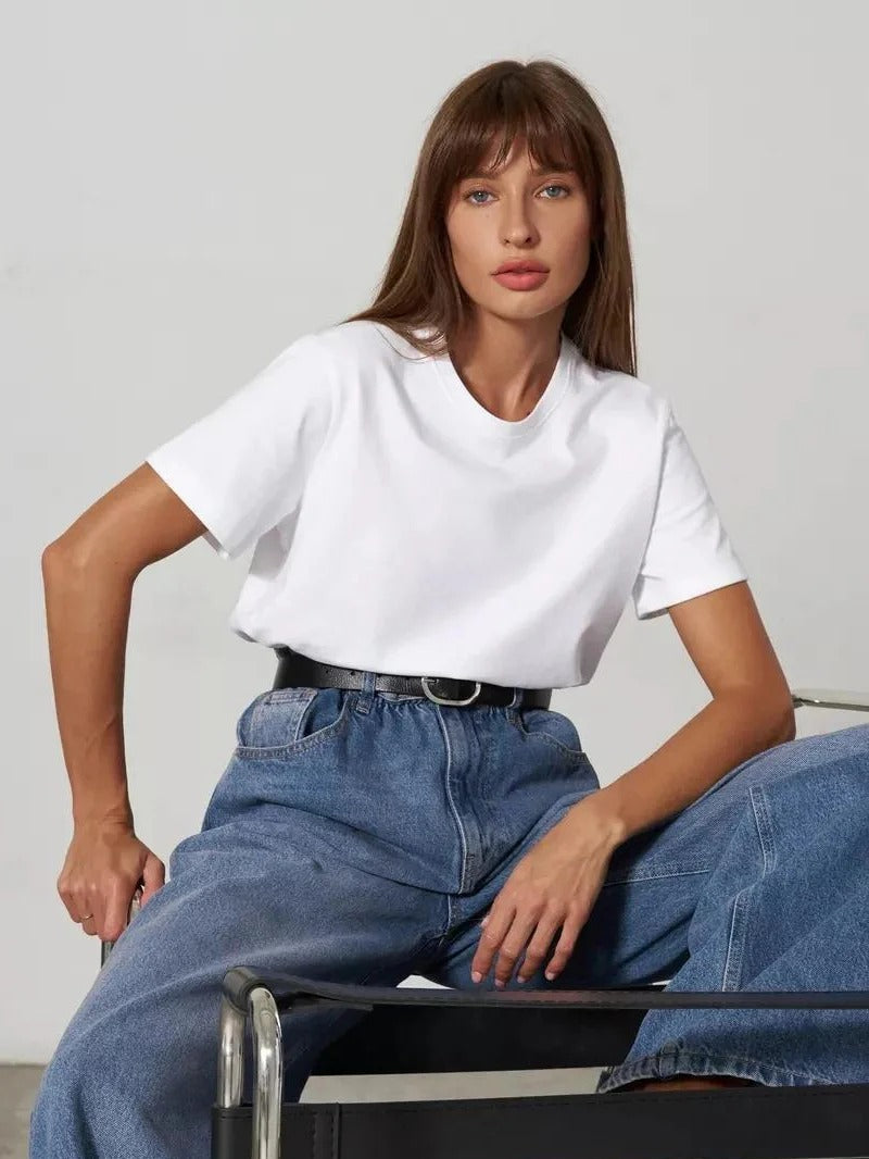 Minimalist Casual Solid Crew Neck T-shirt image 1