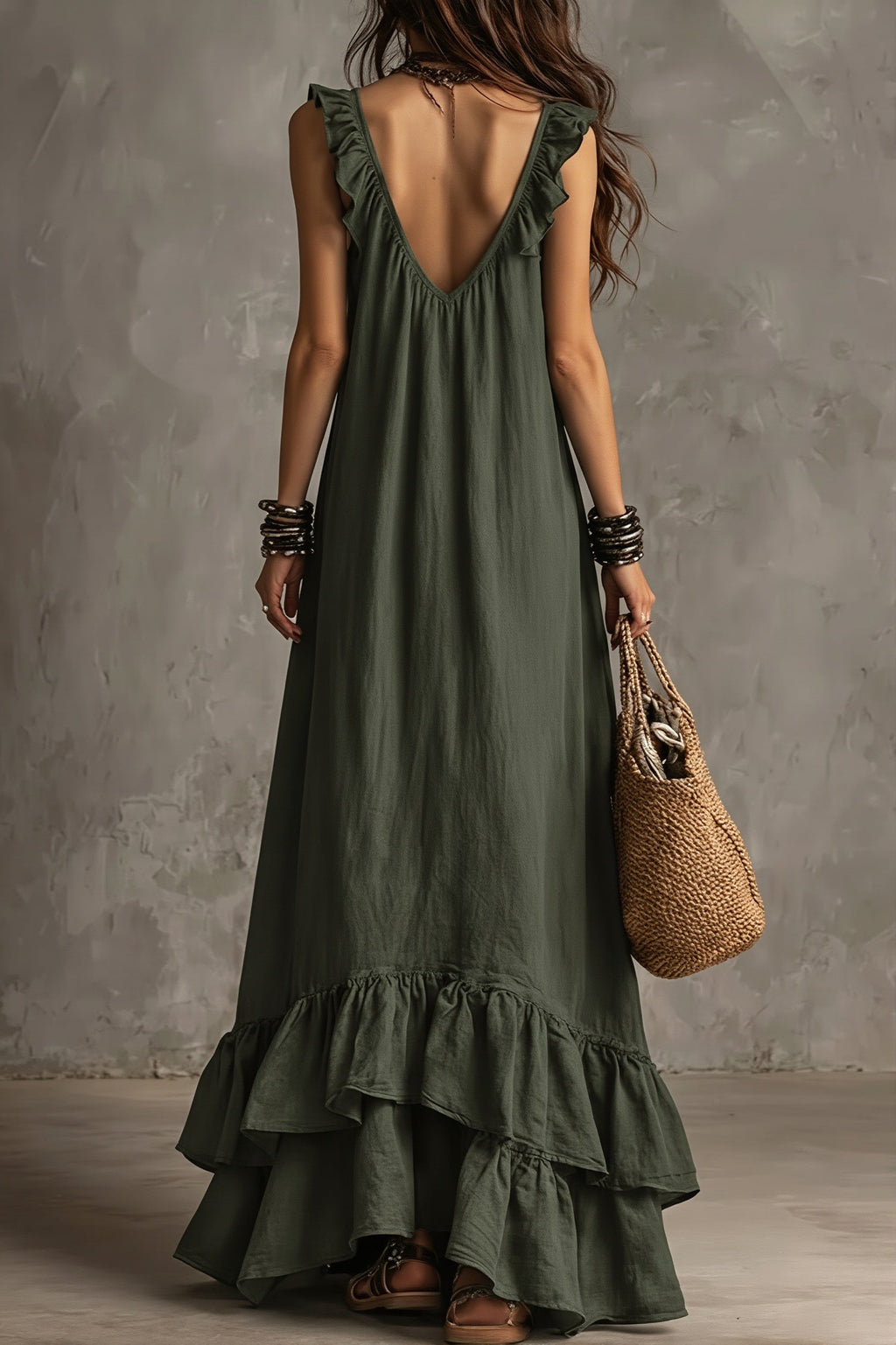 Ruffle Sleeveless Casual Long Boho Dress image 5