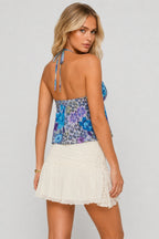 Leopard Floral Sexy Tie Halter Top image 9