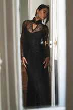 Sexy Lace Patchwork Fitted Cutout Maxi Dress image 1