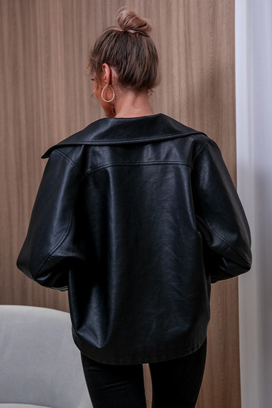 PU Leather Long Sleeve Jacket image 5