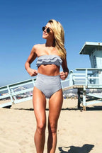 Striped Ruffle Bikini Set image 3