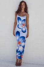 Large Floral Print Sleeveless Bodycon Maxi Dress image 1
