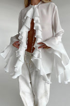 Elegant Ruffle Trim Button Blouse image 4