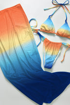 Ombre Halter Backless Three Piece Swim Set image 8