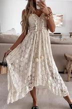 Lace Cami Solid Swing Long Boho Dress image 3