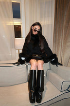 Elegant Fur Collar Paneled Cape Coat image 4