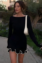 Elegant Round Neck Ruffle Cocktail Dress image 10