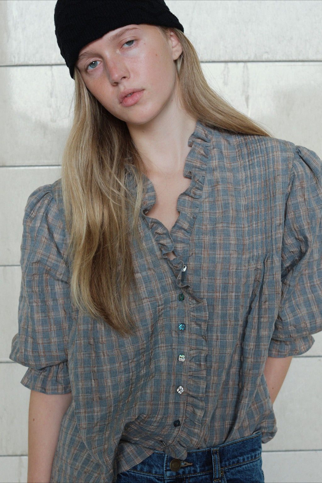 Casual Plaid Ruffle Long Sleeve Blouse image 3