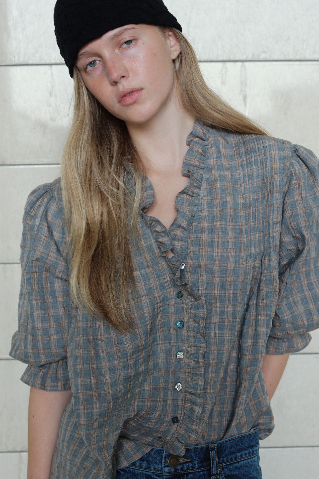 Casual Plaid Ruffle Long Sleeve Blouse image 3