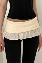 Ruffle Fold Waist Knit Flared Pants image 5