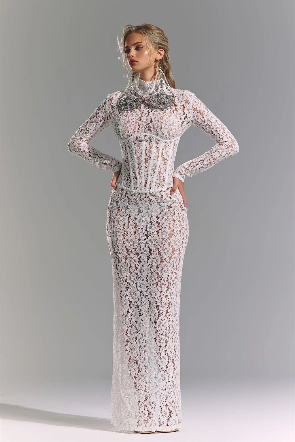 Sexy Lace Cutout Sheath Reception Dress image 6