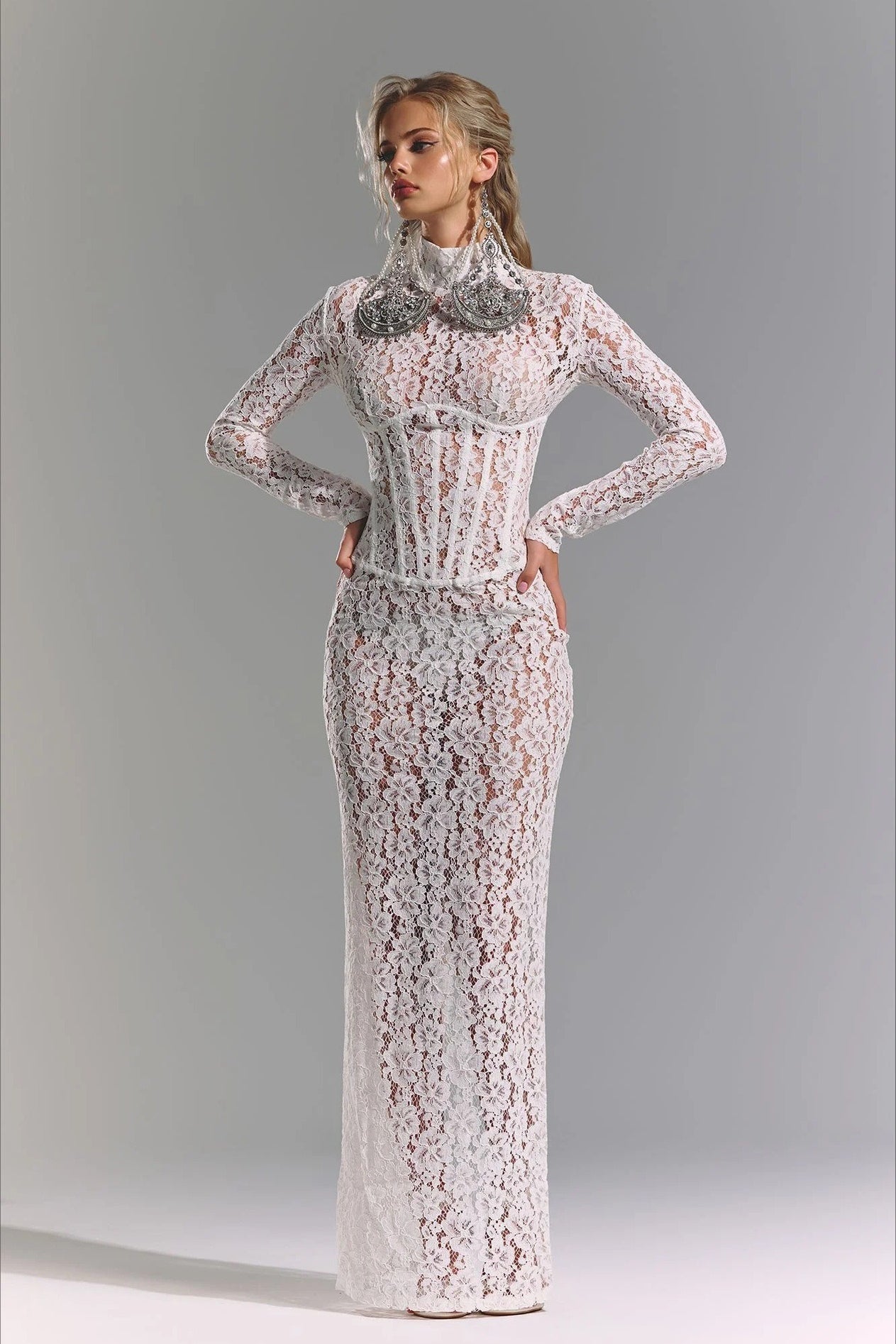 Sexy Lace Cutout Sheath Reception Dress image 6
