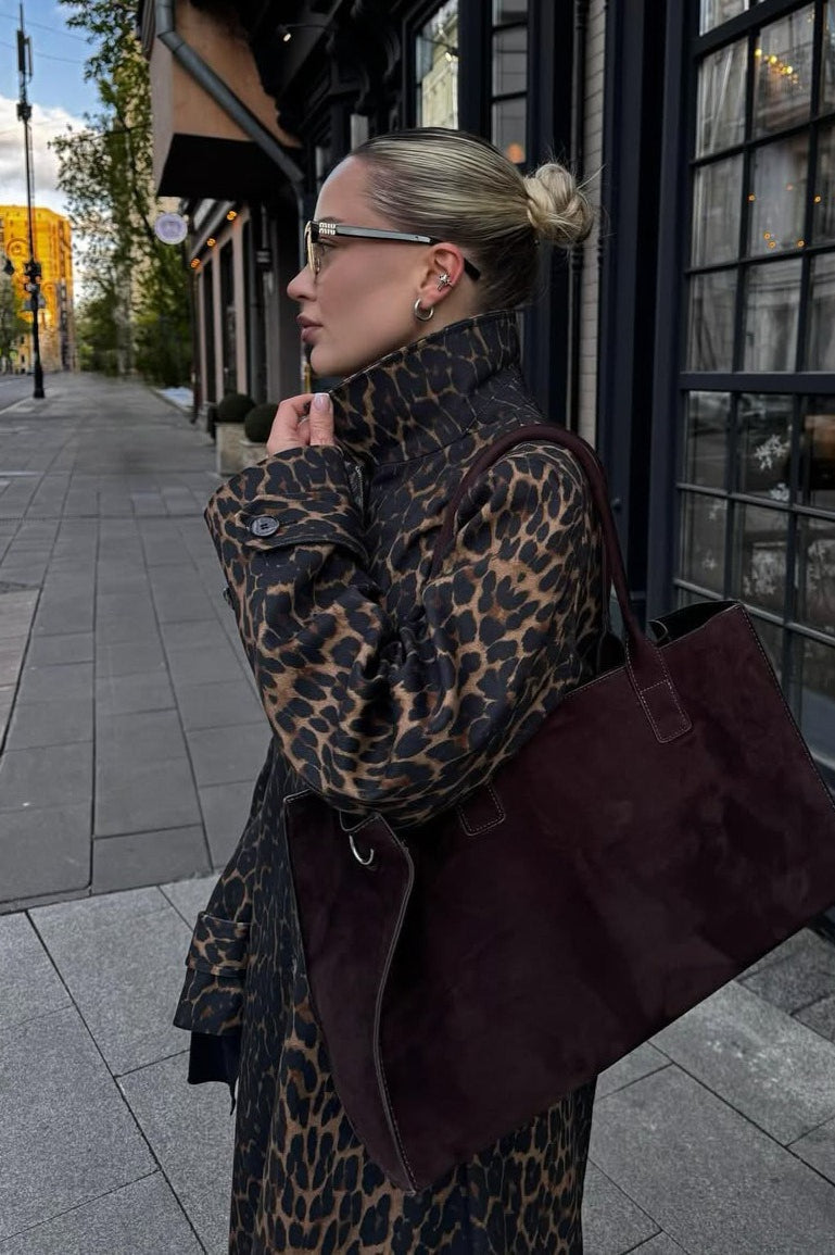 Leopard Print Long Trench Coat image 2