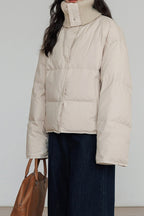 Knit Collar White Duck Down Puffer Jacket image 10