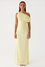 Solid Asymmetric Neckline Formal Dress image 8