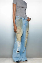 Distressed High Waist Denim Jeans image 3