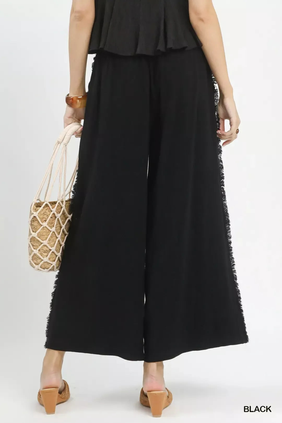Laurel Linen Trousers detail view styled for Avrienne