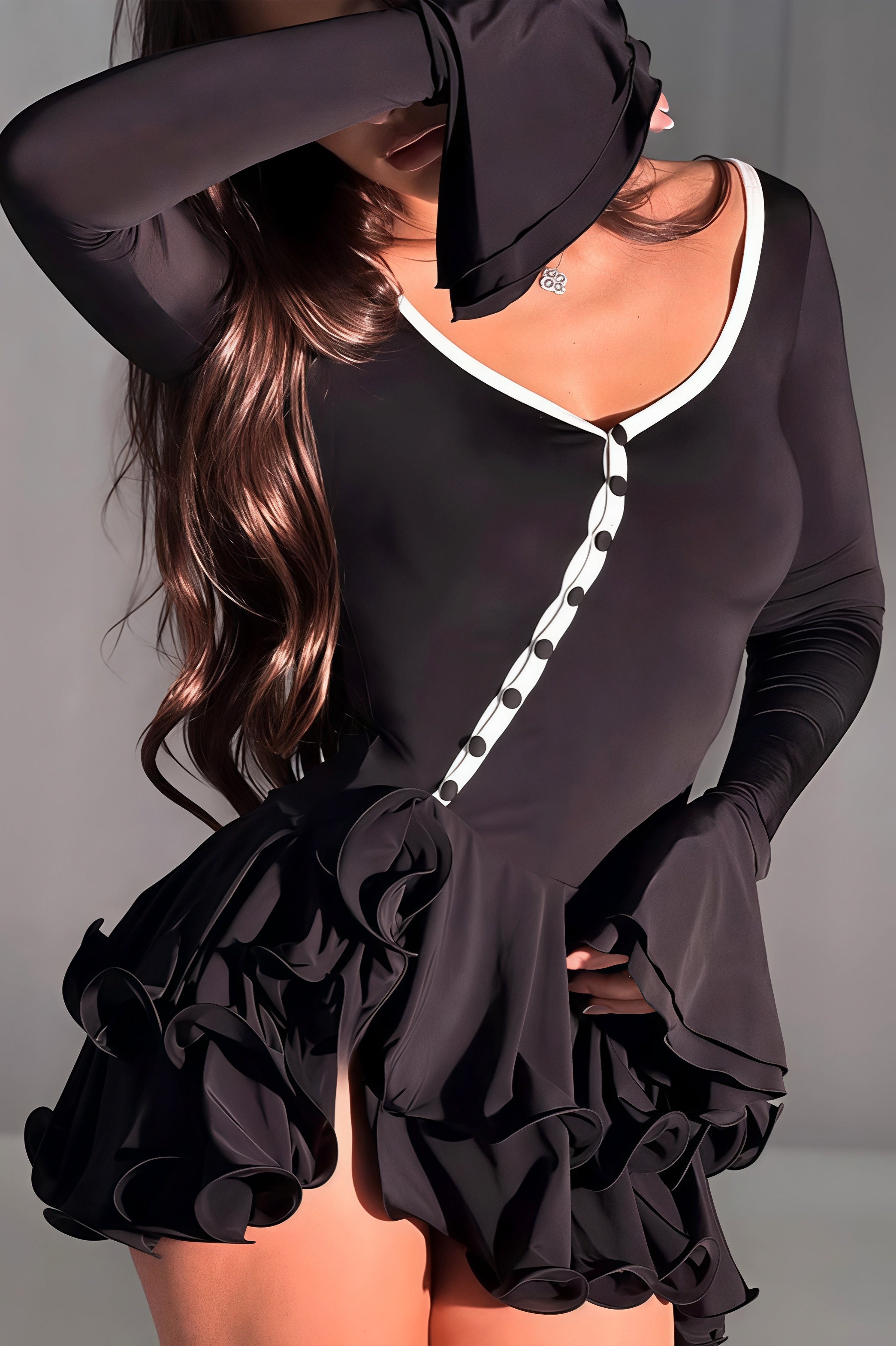 Flare Sleeve Button Front Mini Dress image 8