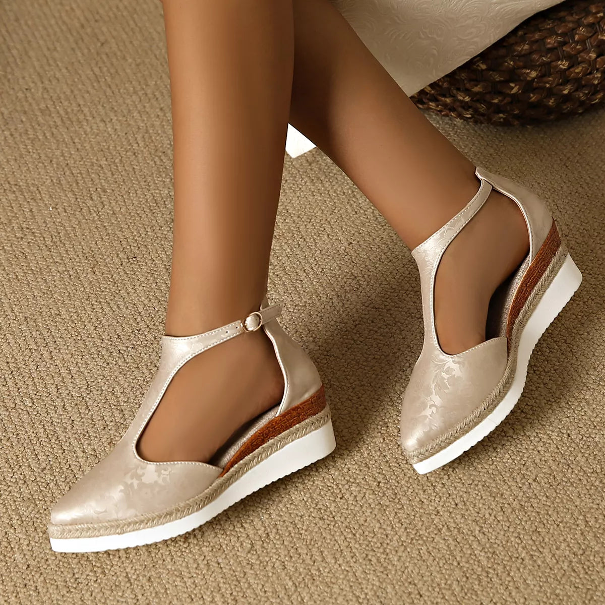 Celine Wedge Sandals styled for Avrienne